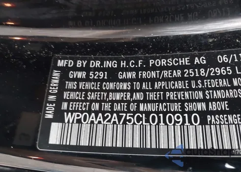 2012 Porsche Panamera 4 from USA, damaged, VIN WP0AA2A75CL010910